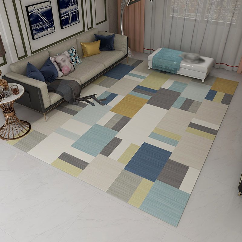 Stylish Modern Rug Geometric Pattern Polyester Area Rug Anti-Slip Easy Care Carpt for Living Room