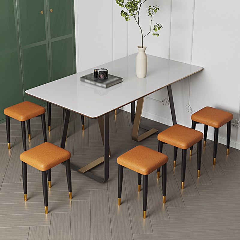 Contemporary Tear Resistant Ottaman Square Orange Velvet Standard