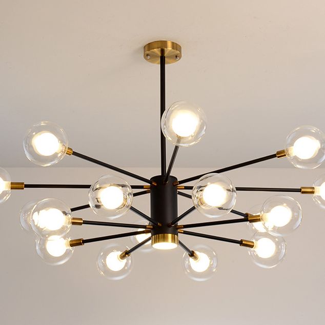 Post-Modern Starburst Hanging Chandelier Light Clear Globe Glass Ceiling Chandelier for Living Room