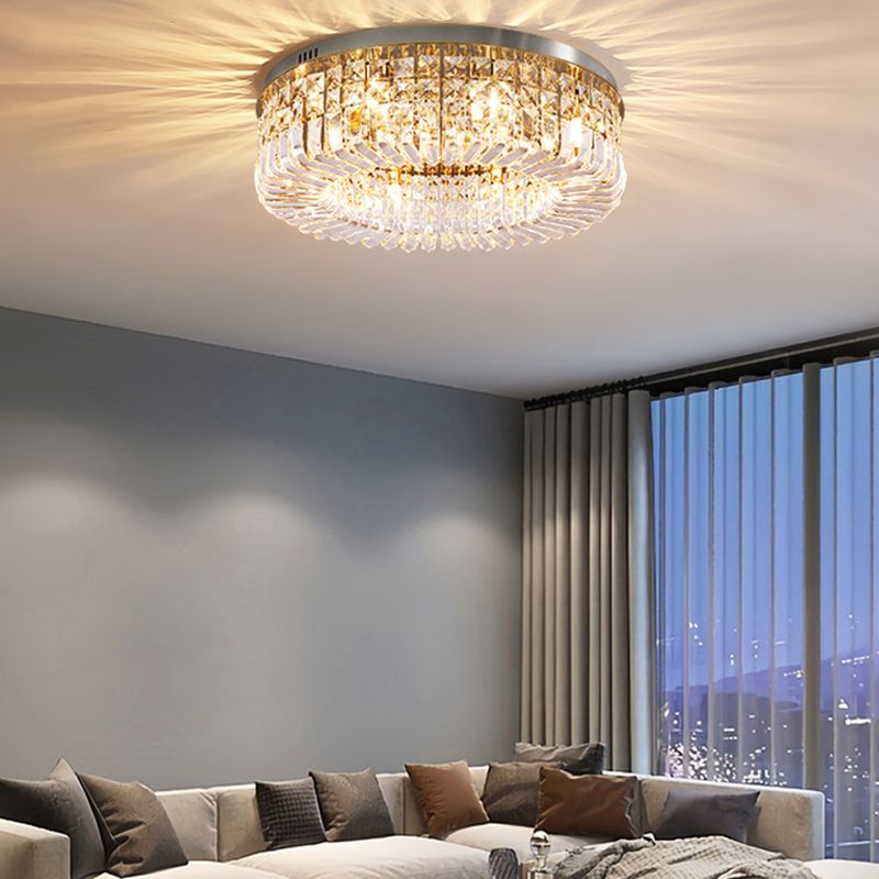 Contemporary Flush Mount Ceiling Light Crystal Flush Light for Living Room