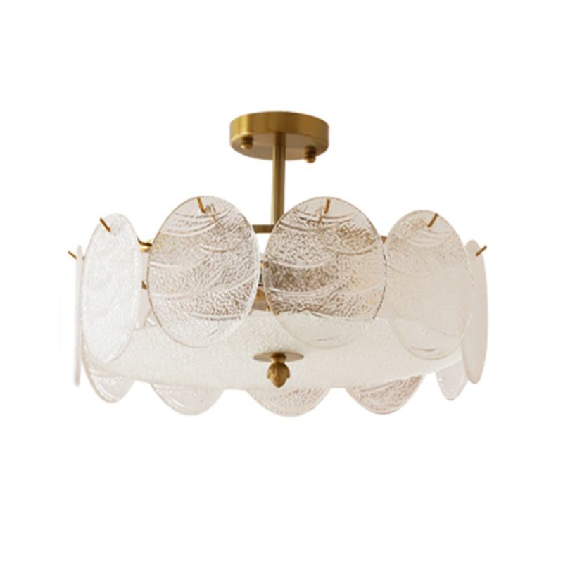 Contemporary Ceiling Lamp Round-shaped Glass Flush Mount Light Fixture