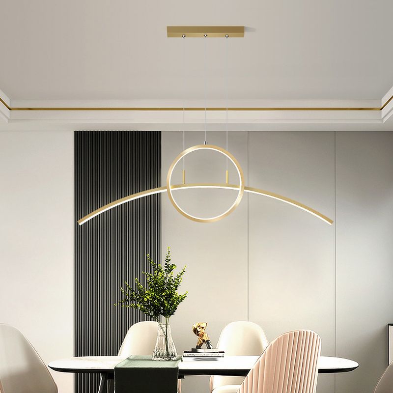 2 Lights Geometric Pendant Lighting Modern Metal Island Lighting