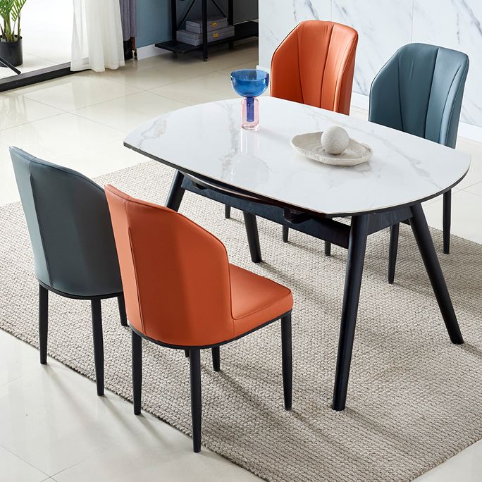 Moderner gesinterter Stein Esstisch 51.18 "runder Dropblatttisch mit schwarzem Rahmen