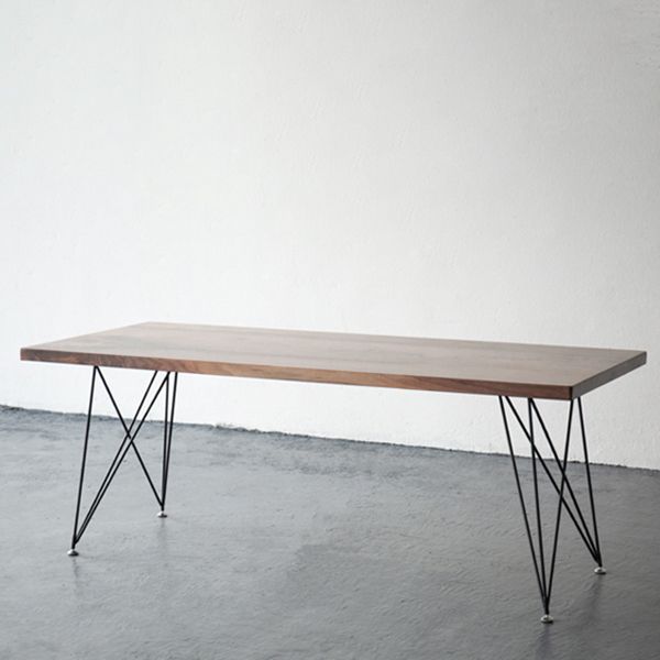 Mesa de comedor rectangular de estilo industrial, mesa fija de madera con madera maciza