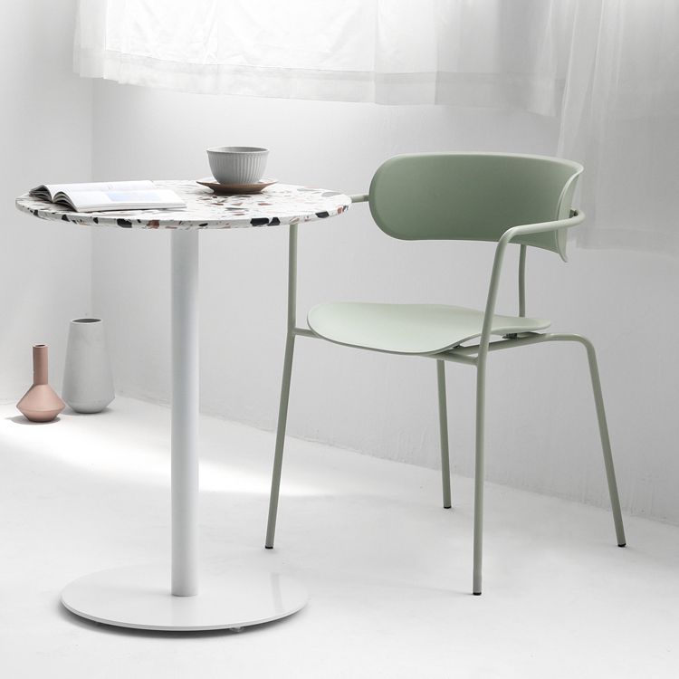 Mesa de comedor de pedestal de metal industrial para comedor para comedor