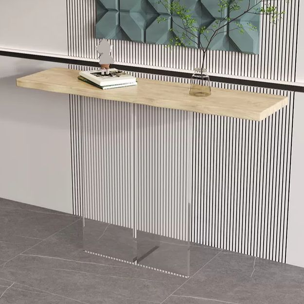 Solid Wood Rectangle Console Table 29.53-inch Tall End Table with Acrylic Leg
