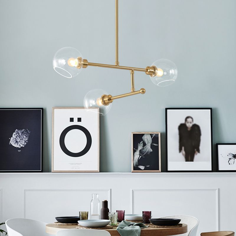 Iluminación colgante de cocina abierta Candelera de techo minimalista con sombra de vidrio de domo