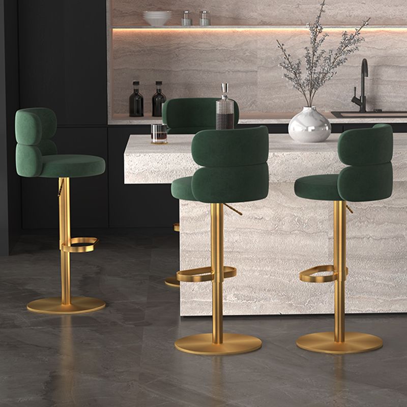 Glam Style Counter Stool Leather Adjustable Height Bar Stool with Swivel