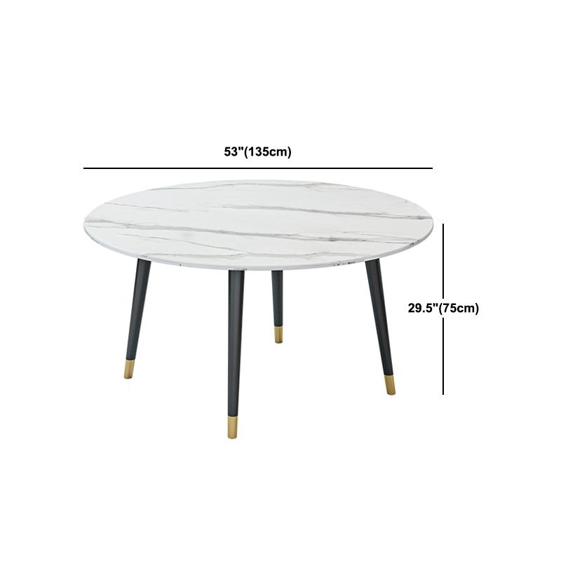 Glam Iron Dinette Set 1/4/5/6/7 Pieces Round White Sintered Stone Top Dining Table Set