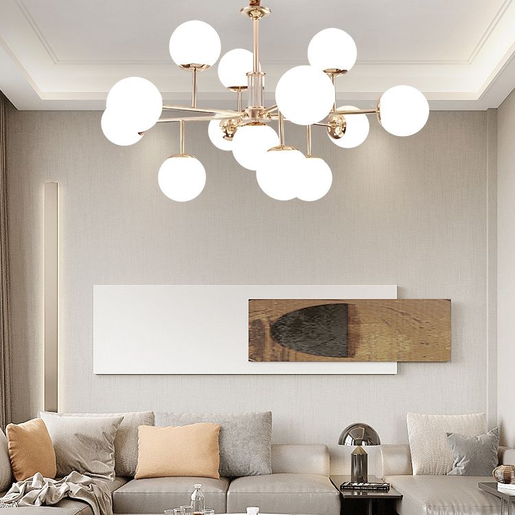 Araña de rama dorada luz colgante de estilo moderno para dormitorio de sala de estar