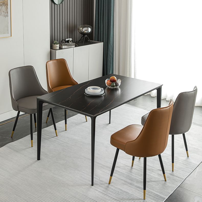 El comedor de metal Glam preside la silla sin brazos de Parsons de comedor de cuero sintético para uso en restaurantes