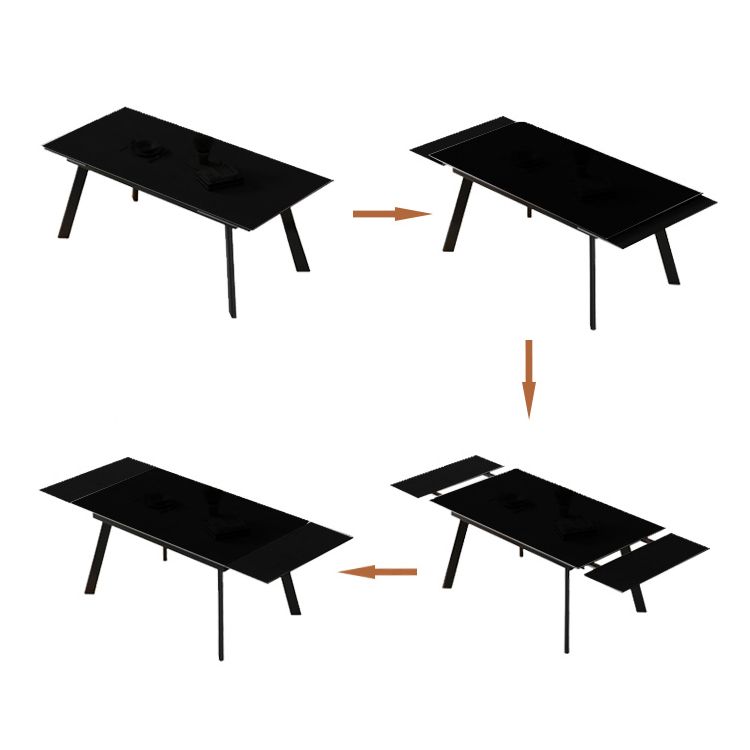 Industrial Rectangle Shape Table Black Sintered Stone Dining Table with 4 Legs Base
