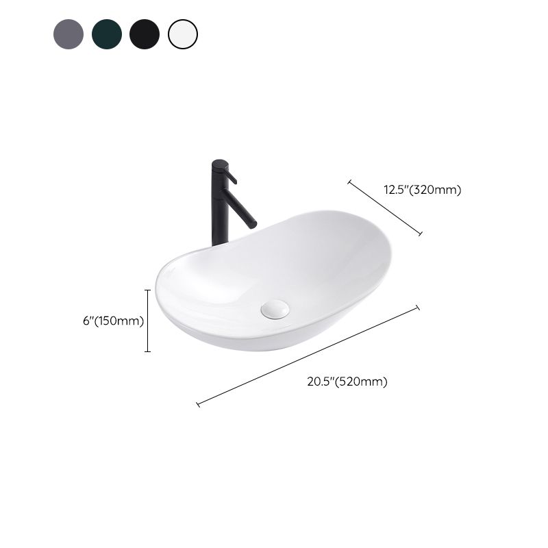 Modern Bathroom Sink Oval Bathroom Sink Overflow with Basin and Faucet