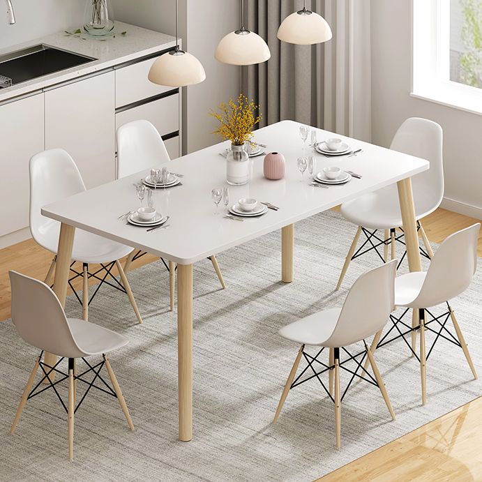 Contemporary Rectangle Shape Standard Dining Set MDF Natural Dining Set with 4 Legs Base