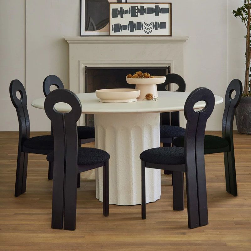 Solid Wood Frame Side Chair Slat Back Side Chair with Linen Upholstered
