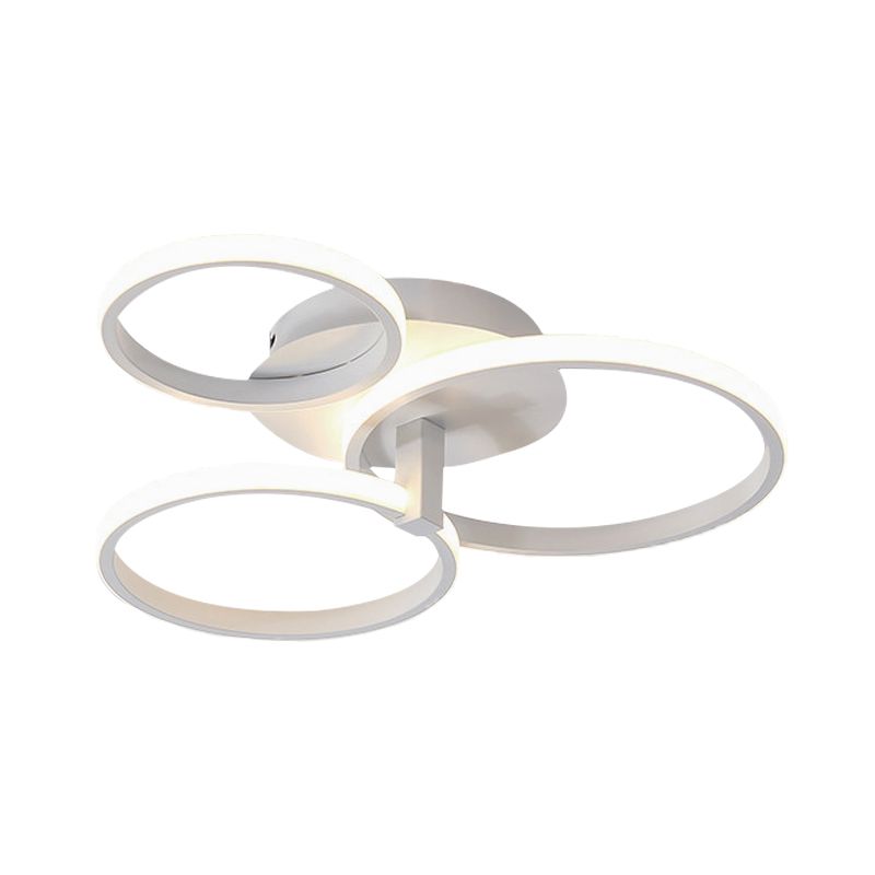 3 Rings Semi Flush Mount Modernist Acrylic Grey/White/Black and White LED Flush Mount Ceiling Light Fixture