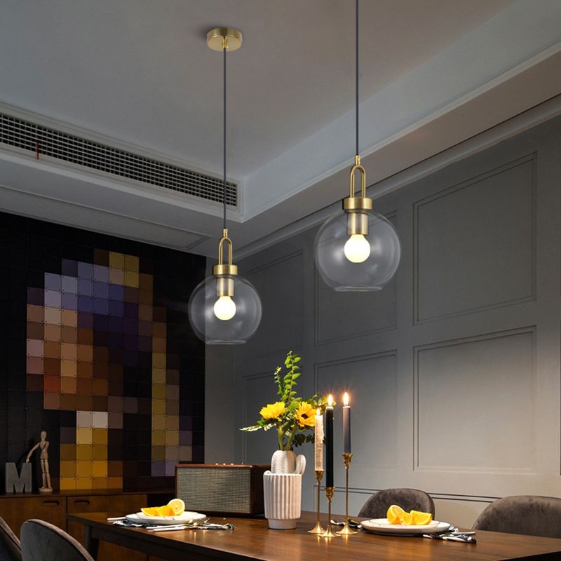 Contemporary Single Bulb Pendant Lighting with Globe Glass Shade