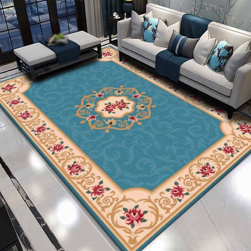 Contemporary Indoor Rug European Area Carpet Polyester Stain Resistant Rug for Living Room