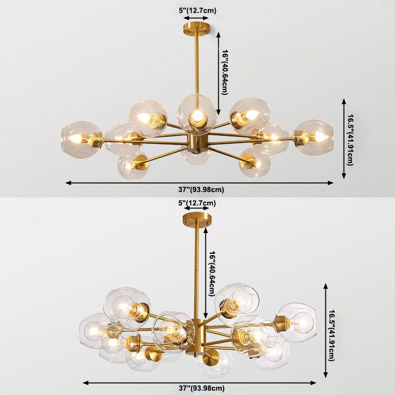 Luz de colgante de oro de vidrio en la lámpara de lámpara de cobre de estilo de lujo moderno para espacios interiores