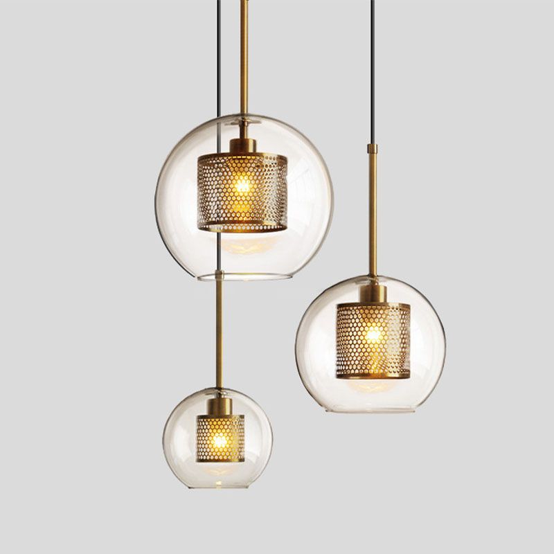 Moderno una testa appesa a palla limpida vetro a base di vetro contemporaneo a ciondolo di illuminazione per sala da pranzo