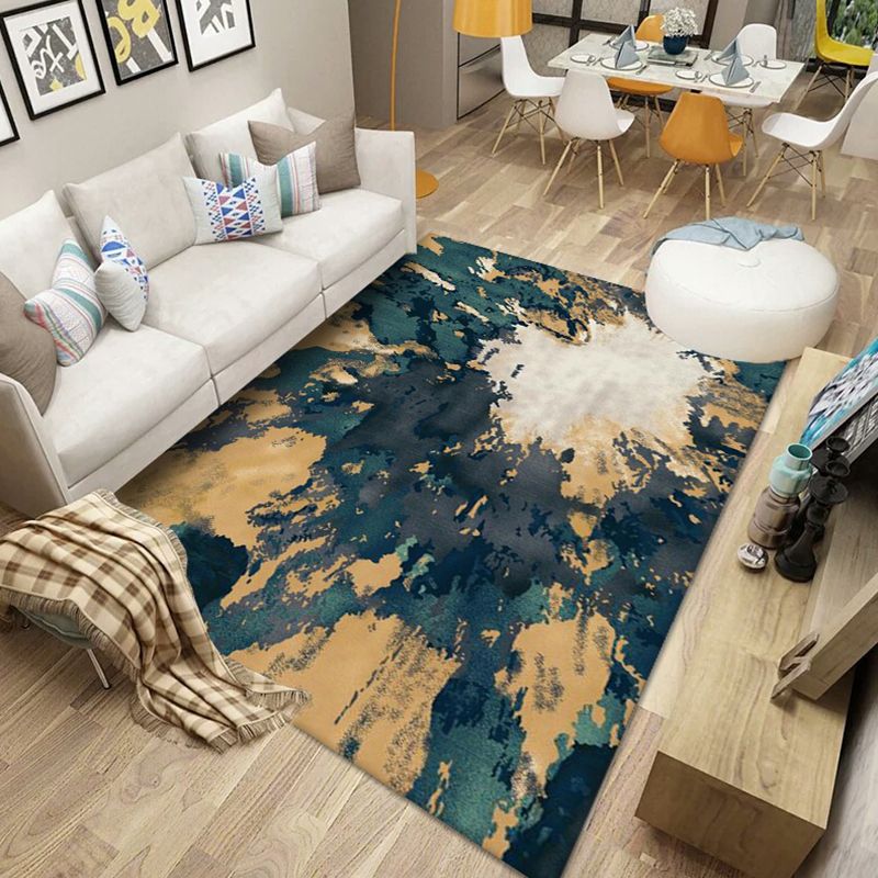 Goud modern tapijten polyester grafisch vloerkleed niet-slip achterste tapijt voor woningdecoratie