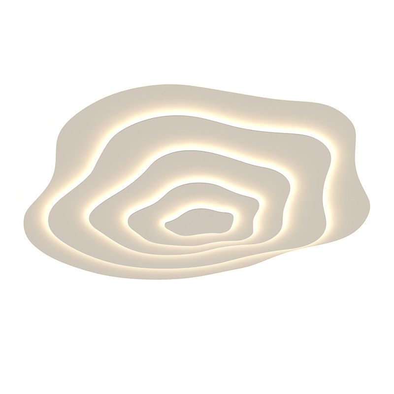 Single White LED Flush Mount Lighting Modern Unique Ceiling Light for Bedroom