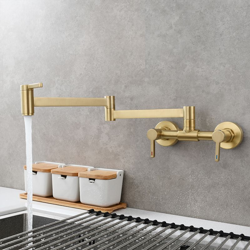 Modern Wall Mounted Double Handles Pot Filler Low Arc Profile Filler