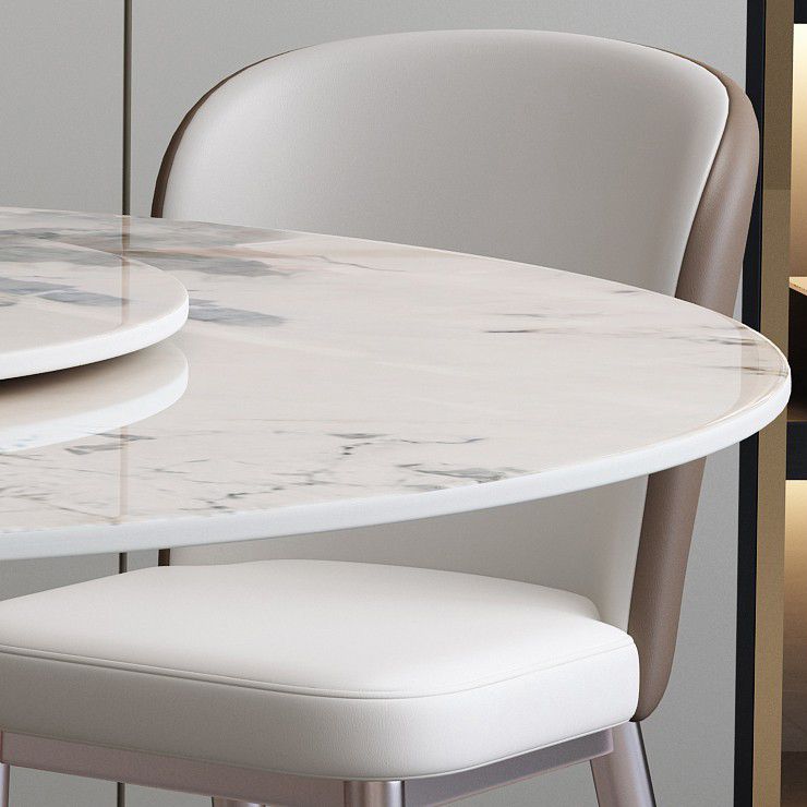 Sintered Stone Table for Restaurant Modern Round Table with Metal Pedestal