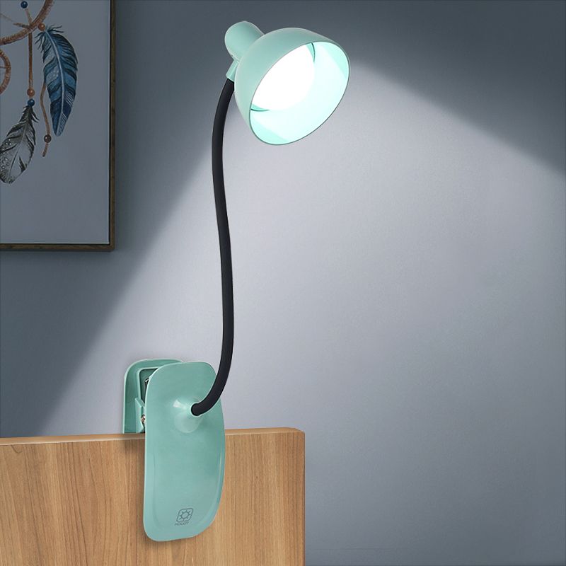 Macaron LED Clamp-on Table Lamp Flexible Gooseneck Reading Light with Plastic Shade