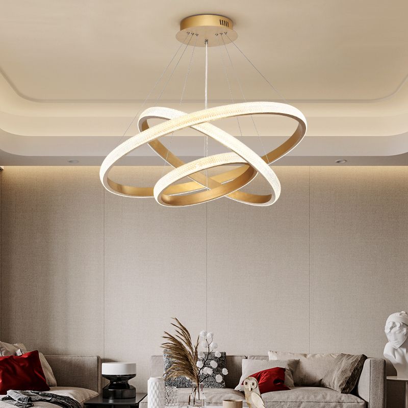 Modern Chandeliers For Foyer Multiple Rings Pendant Lighting Fixtures Metal