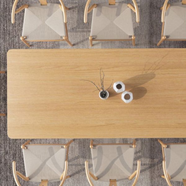 Solid Wood Top Dining Table Rectangle Table with Trestle Base