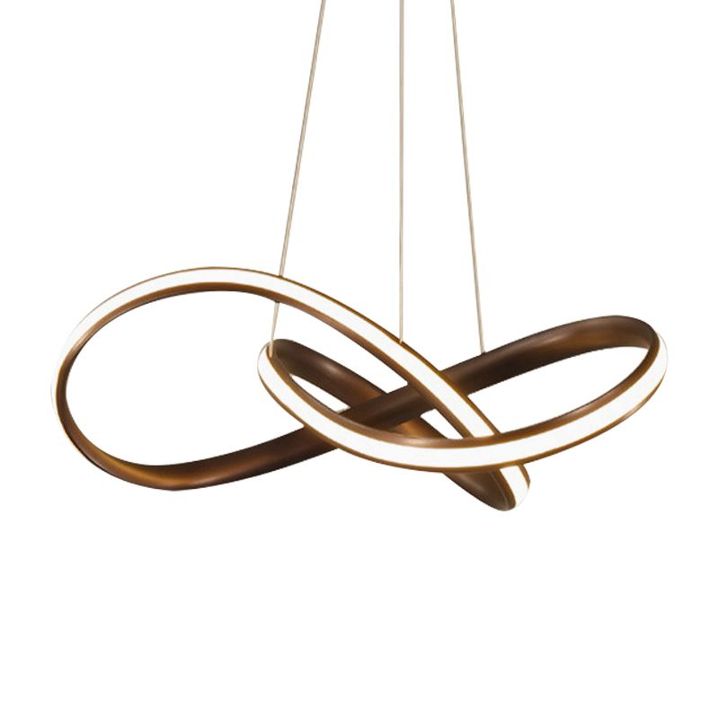 19.5"/27.5" Wide Black/White/Brown Bent Ceiling Light Fixture Simple LED Acrylic Chandelier Pendant in Warm/White Light