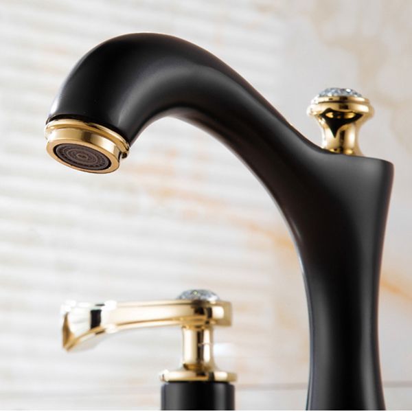 Modern Vessel Faucet Brass 2 Handles Low Arc Vessel Faucet for Home