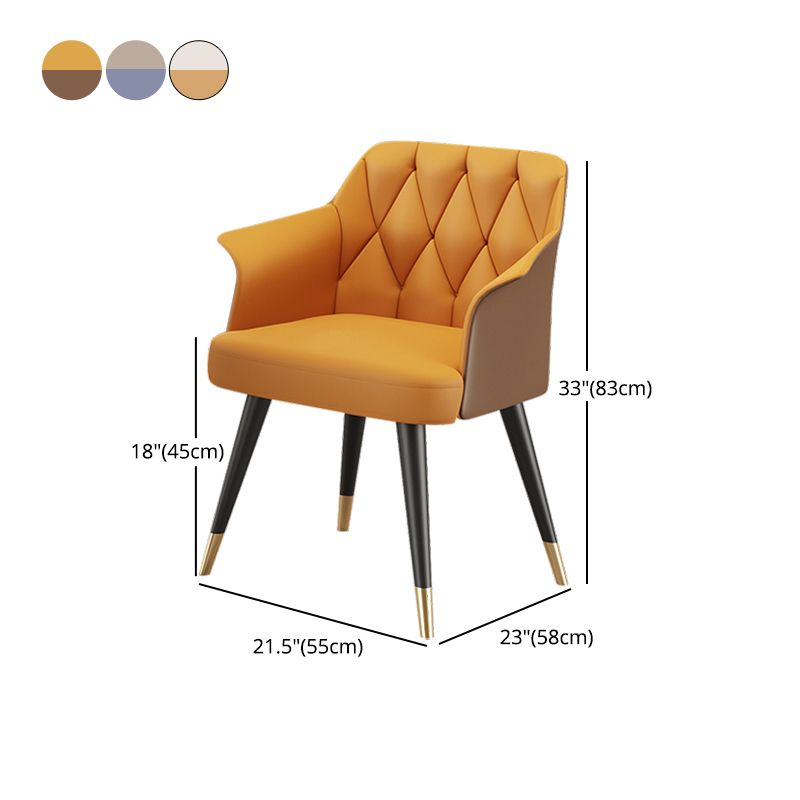 Silla de comedor con brazo de metal Glam, sillas laterales de piel sintética para uso doméstico