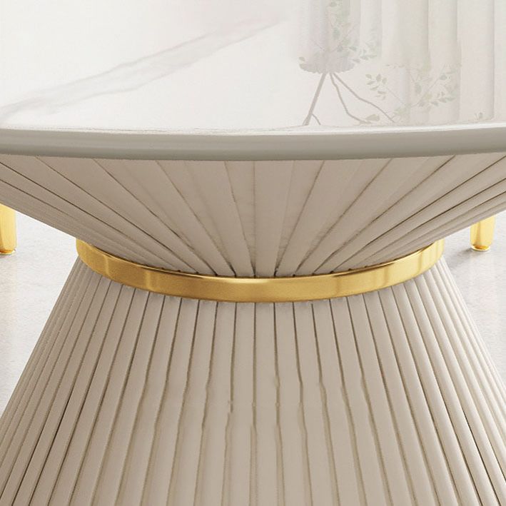 Glam Pedestal Dining Table White Dining Table with Turntable for Kitchen