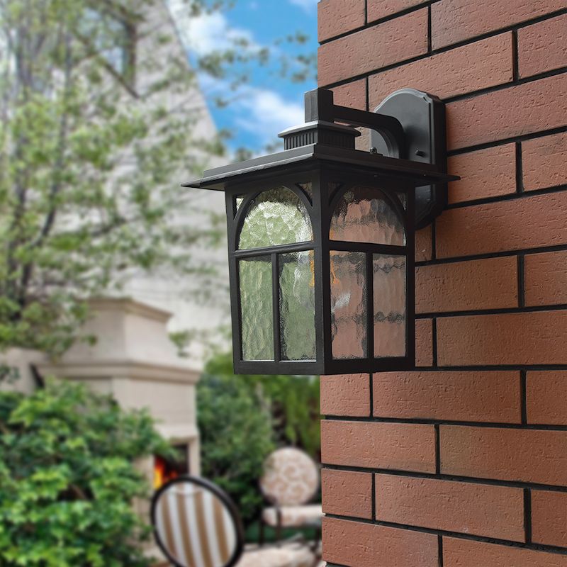 Retro Ripple Glass Shade Wall Light Geometric Single Light Wall Sconce for Outdoors