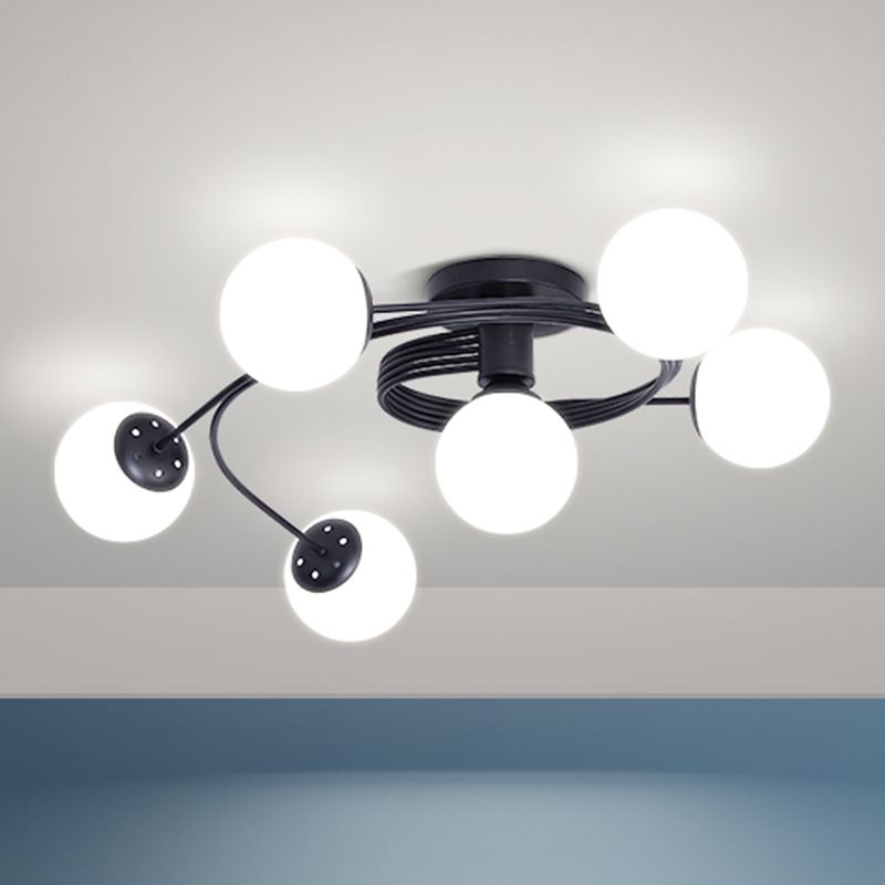 Lámpara de techo de montaje de montura de vidrio simplicidad redonda de semi rascilla luz de techo