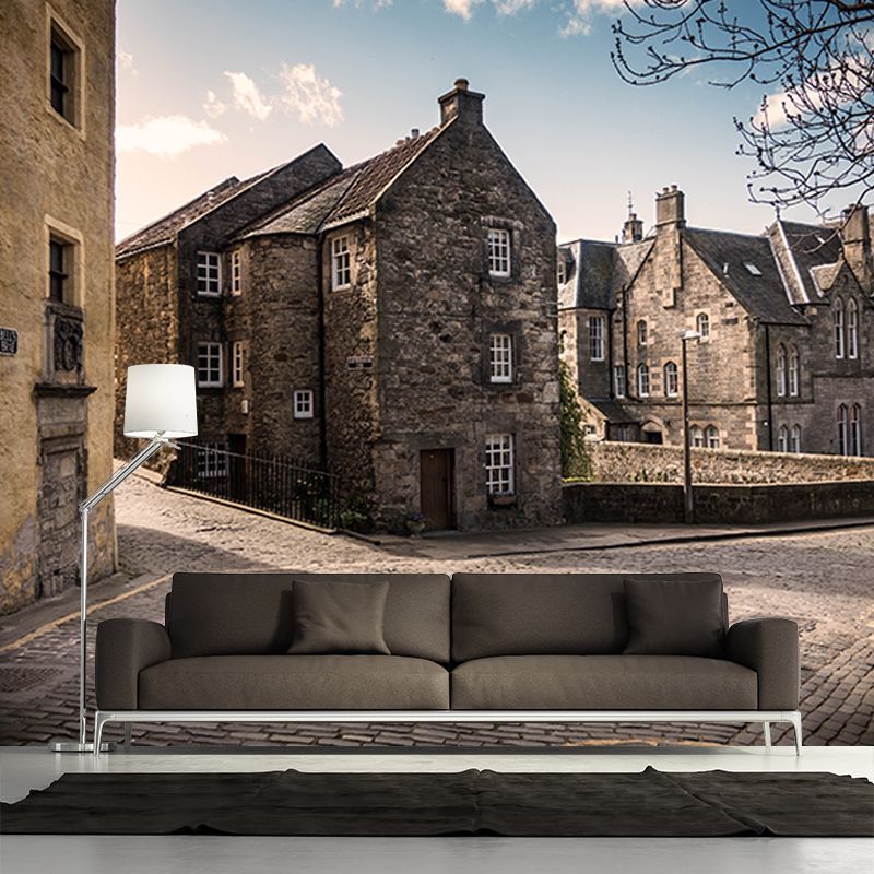 Town Scenery Resistant Mural Wallpaper Environment Friendly Sleeping Room Wall Mural