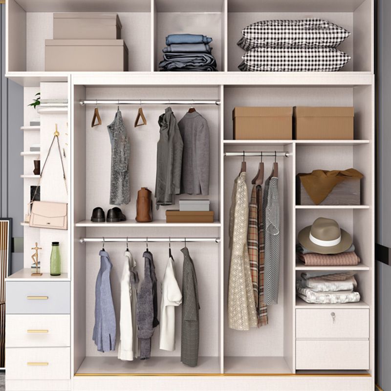 Coastal Style Wooden Wardrobe Cabinet Bedroom Sliding Doors Armoire