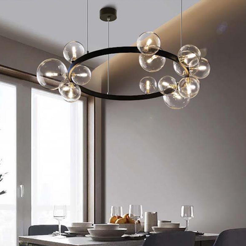 ORB Clear Clear Glasselier Light Light Minimalist Black Spendant Lighting Freet per sala da pranzo