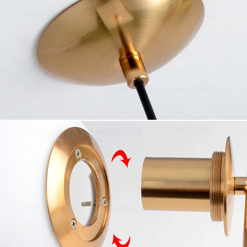 13.7 Inches Wide Golden Ring Hanging Lamp Globe Glass Shade Post-modern Style Hanging Light