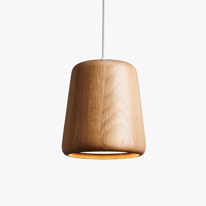Tapered Dining Room Pendulum Lamp Wooden 1 Bulb Nordic Style Pendant Lighting Fixture