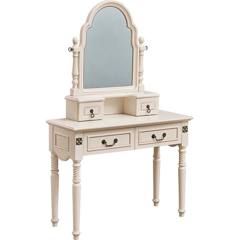 Solid Wood Makeup Vanity Set Victorian 4 Drawers Dressing Table