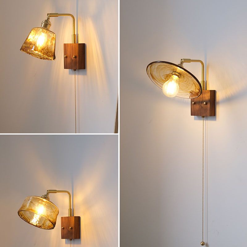 Contemporary Wall Sconce Armed Sconce Lighting with Glass for Bedroom