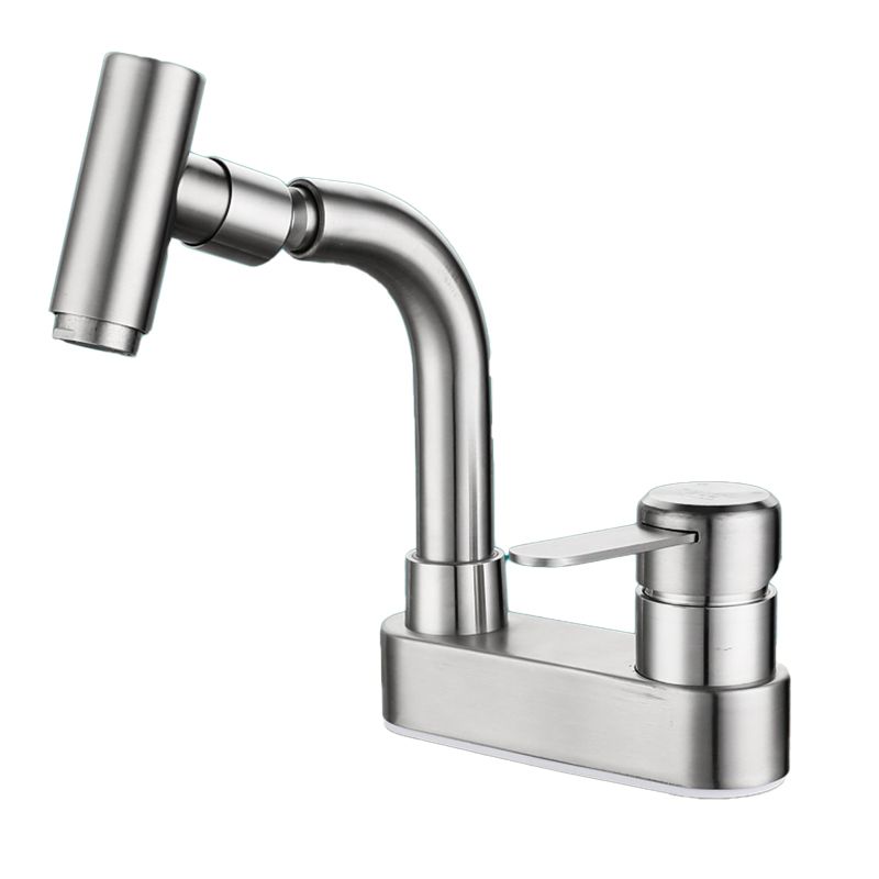 Centerset Bathroom Faucet Stainless Steel Lever Handle 2 Holes Swivel Vanity Sink Faucet