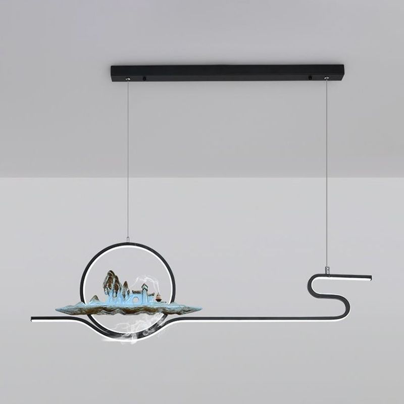 Modern Style Linear Shape Island Lights Metal Two Light Island Lighting Ideas