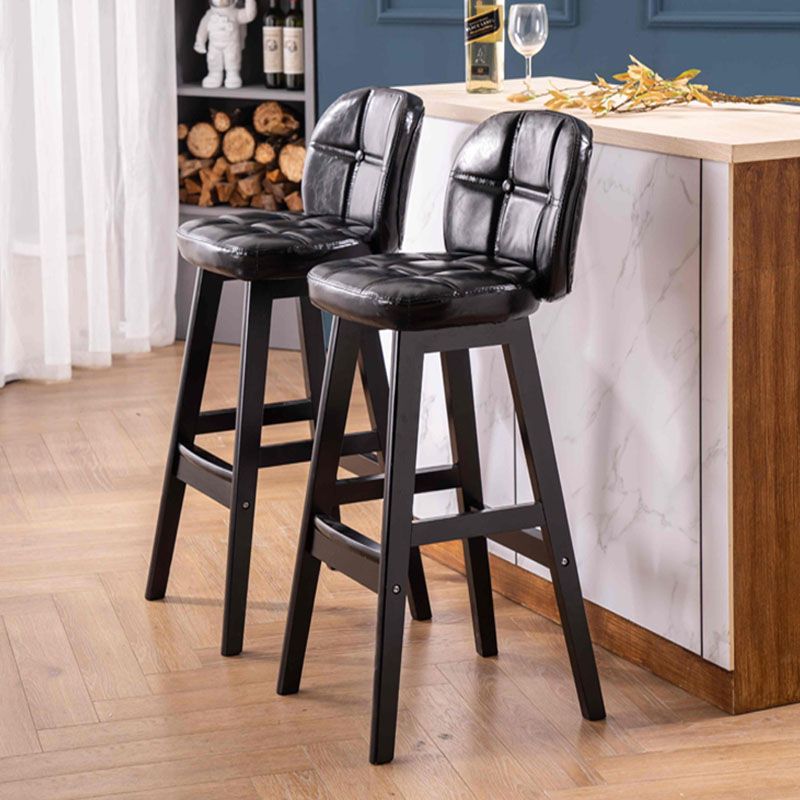 Indoor Bar Stool Modern Rectangular Backrest Counter Stool with Wood Legs