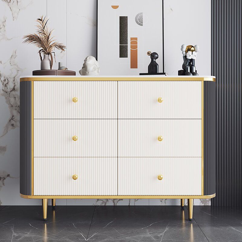 Glam Bedroom Chest Stone 16"Wide Storage Chest with Metal Legs