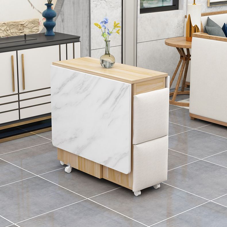 Mesa de rectángulo de madera artificial plegable con base de caballete de almacenamiento