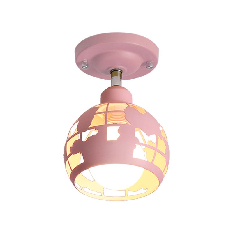 Pink / Jaune / Blue Doled Semi-Flush Light MODERN MODERN MODER 1 CEAD LICHING POUR HALLWAY